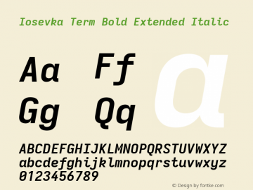 Iosevka Term Bold Extended Italic Version 5.0.8; ttfautohint (v1.8.3)图片样张