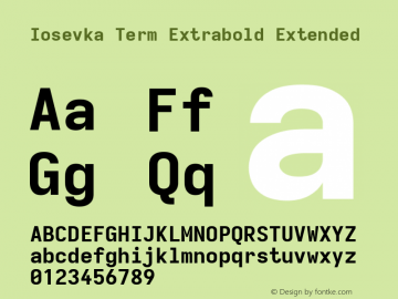 Iosevka Term Extrabold Extended Version 5.0.8; ttfautohint (v1.8.3)图片样张