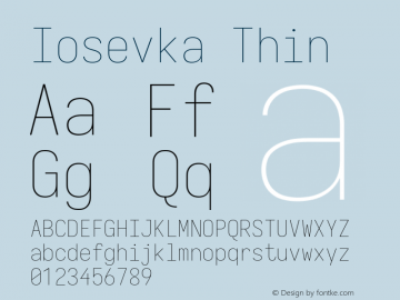 Iosevka Thin Version 5.0.8; ttfautohint (v1.8.3) Font Sample