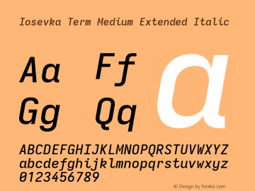 Iosevka Term Medium Extended Italic Version 5.0.8; ttfautohint (v1.8.3)图片样张