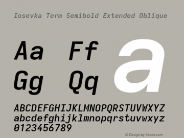 Iosevka Term Semibold Extended Oblique Version 5.0.8; ttfautohint (v1.8.3)图片样张