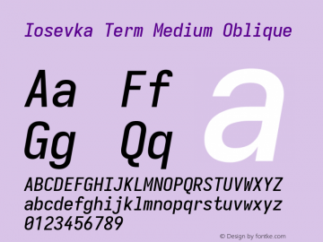 Iosevka Term Medium Oblique Version 5.0.8; ttfautohint (v1.8.3) Font Sample