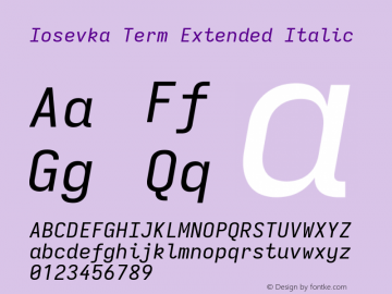 Iosevka Term Extended Italic Version 5.0.8; ttfautohint (v1.8.3)图片样张