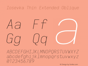 Iosevka Thin Extended Oblique Version 5.0.8; ttfautohint (v1.8.3)图片样张