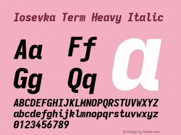 Iosevka Term Heavy Italic Version 5.0.8; ttfautohint (v1.8.3)图片样张