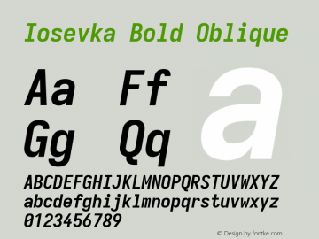 Iosevka Bold Oblique Version 5.0.8; ttfautohint (v1.8.3)图片样张