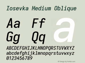 Iosevka Medium Oblique Version 5.0.8; ttfautohint (v1.8.3)图片样张