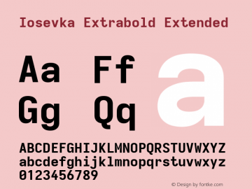 Iosevka Extrabold Extended Version 5.0.8; ttfautohint (v1.8.3) Font Sample