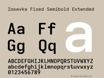 Iosevka Fixed Semibold Extended Version 5.0.8; ttfautohint (v1.8.3) Font Sample