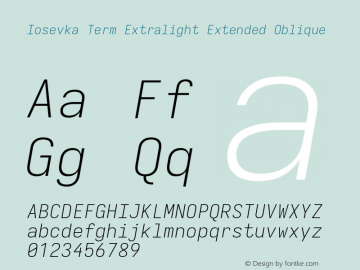 Iosevka Term Extralight Extended Oblique Version 5.0.8; ttfautohint (v1.8.3)图片样张