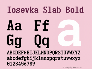 Iosevka Slab Bold Version 5.0.8; ttfautohint (v1.8.3) Font Sample