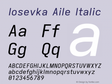 Iosevka Aile Italic Version 5.0.8 Font Sample