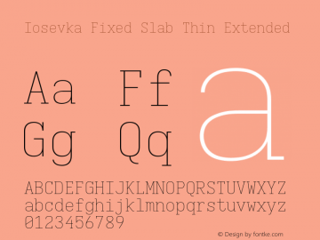 Iosevka Fixed Slab Thin Extended Version 5.0.8; ttfautohint (v1.8.3)图片样张