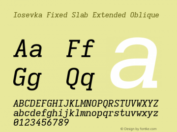 Iosevka Fixed Slab Extended Oblique Version 5.0.8; ttfautohint (v1.8.3)图片样张