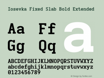 Iosevka Fixed Slab Bold Extended Version 5.0.8; ttfautohint (v1.8.3)图片样张