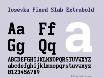 Iosevka Fixed Slab Extrabold Version 5.0.8; ttfautohint (v1.8.3)图片样张