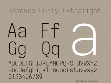 Iosevka Curly Extralight Version 5.0.8; ttfautohint (v1.8.3)图片样张