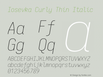 Iosevka Curly Thin Italic Version 5.0.8; ttfautohint (v1.8.3)图片样张