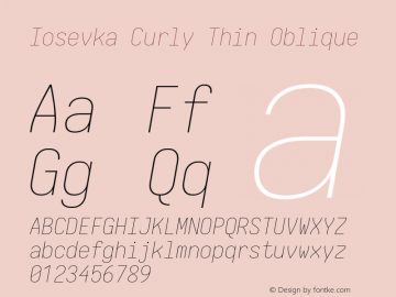 Iosevka Curly Thin Oblique Version 5.0.8; ttfautohint (v1.8.3)图片样张