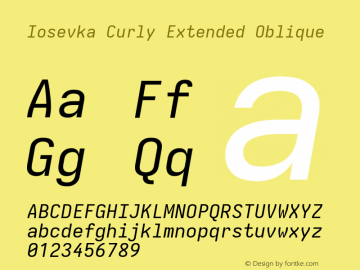 Iosevka Curly Extended Oblique Version 5.0.8; ttfautohint (v1.8.3)图片样张