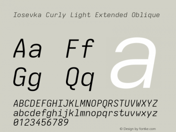 Iosevka Curly Light Extended Oblique Version 5.0.8; ttfautohint (v1.8.3)图片样张