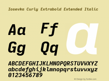 Iosevka Curly Extrabold Extended Italic Version 5.0.8; ttfautohint (v1.8.3)图片样张