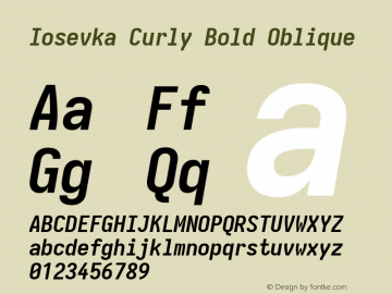 Iosevka Curly Bold Oblique Version 5.0.8; ttfautohint (v1.8.3)图片样张