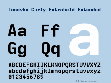 Iosevka Curly Extrabold Extended Version 5.0.8; ttfautohint (v1.8.3)图片样张