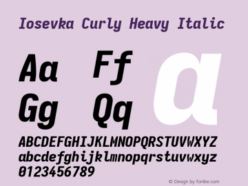 Iosevka Curly Heavy Italic Version 5.0.8; ttfautohint (v1.8.3)图片样张