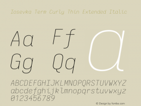 Iosevka Term Curly Thin Extended Italic Version 5.0.8; ttfautohint (v1.8.3) Font Sample