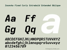 Iosevka Fixed Curly Extrabold Extended Oblique Version 5.0.8; ttfautohint (v1.8.3)图片样张