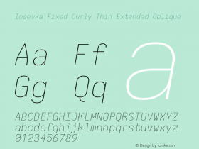 Iosevka Fixed Curly Thin Extended Oblique Version 5.0.8; ttfautohint (v1.8.3)图片样张
