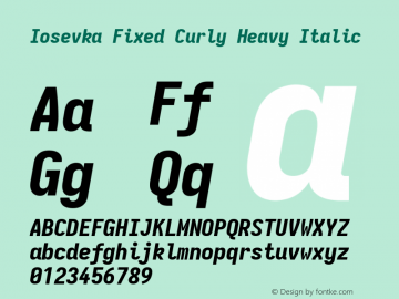 Iosevka Fixed Curly Heavy Italic Version 5.0.8; ttfautohint (v1.8.3)图片样张