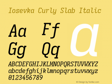 Iosevka Curly Slab Italic Version 5.0.8; ttfautohint (v1.8.3)图片样张