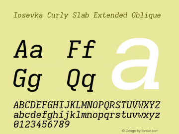 Iosevka Curly Slab Extended Oblique Version 5.0.8; ttfautohint (v1.8.3)图片样张