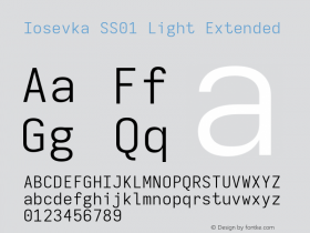 Iosevka SS01 Light Extended Version 5.0.8; ttfautohint (v1.8.3) Font Sample