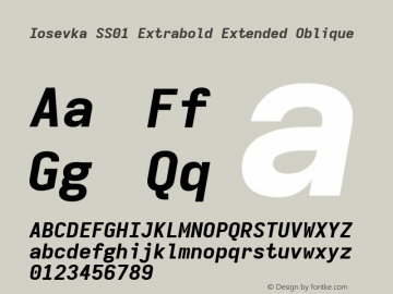 Iosevka SS01 Extrabold Extended Oblique Version 5.0.8; ttfautohint (v1.8.3)图片样张