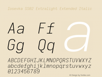 Iosevka SS02 Extralight Extended Italic Version 5.0.8; ttfautohint (v1.8.3) Font Sample