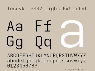 Iosevka SS02 Light Extended Version 5.0.8; ttfautohint (v1.8.3) Font Sample