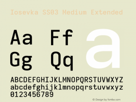 Iosevka SS03 Medium Extended Version 5.0.8; ttfautohint (v1.8.3) Font Sample