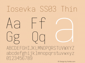 Iosevka SS03 Thin Version 5.0.8; ttfautohint (v1.8.3) Font Sample