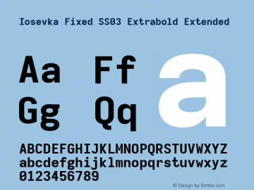 Iosevka Fixed SS03 Extrabold Extended Version 5.0.8; ttfautohint (v1.8.3) Font Sample