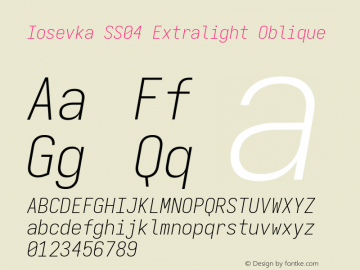 Iosevka SS04 Extralight Oblique Version 5.0.8; ttfautohint (v1.8.3)图片样张