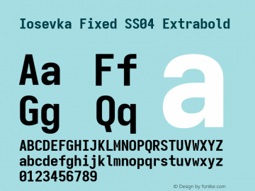 Iosevka Fixed SS04 Extrabold Version 5.0.8; ttfautohint (v1.8.3) Font Sample