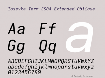 Iosevka Term SS04 Extended Oblique Version 5.0.8; ttfautohint (v1.8.3)图片样张