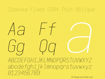 Iosevka Fixed SS04 Thin Oblique Version 5.0.8; ttfautohint (v1.8.3)图片样张