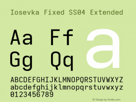Iosevka Fixed SS04 Extended Version 5.0.8; ttfautohint (v1.8.3) Font Sample