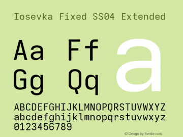 Iosevka Fixed SS04 Extended Version 5.0.8; ttfautohint (v1.8.3)图片样张