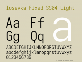 Iosevka Fixed SS04 Light Version 5.0.8; ttfautohint (v1.8.3) Font Sample