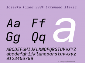 Iosevka Fixed SS04 Extended Italic Version 5.0.8; ttfautohint (v1.8.3) Font Sample
